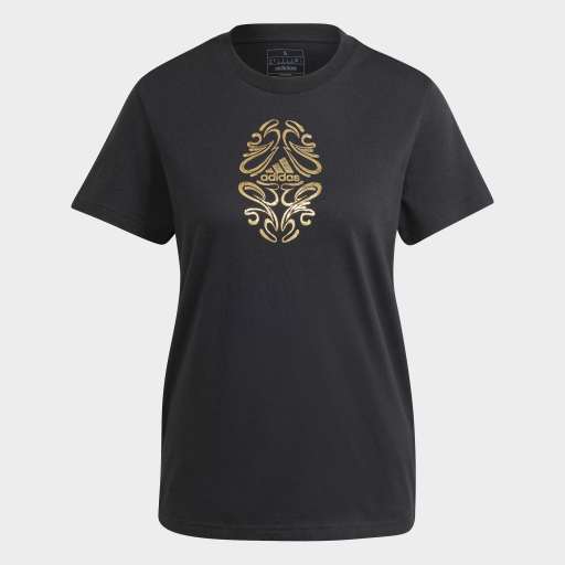 METALLIC GRAPHIC TEE  - Black