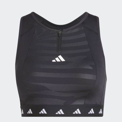 POWERIMPACT TRAINING MEDIUM SUPPORT TECHFIT HIGH NECK ZIP BRA  - Black