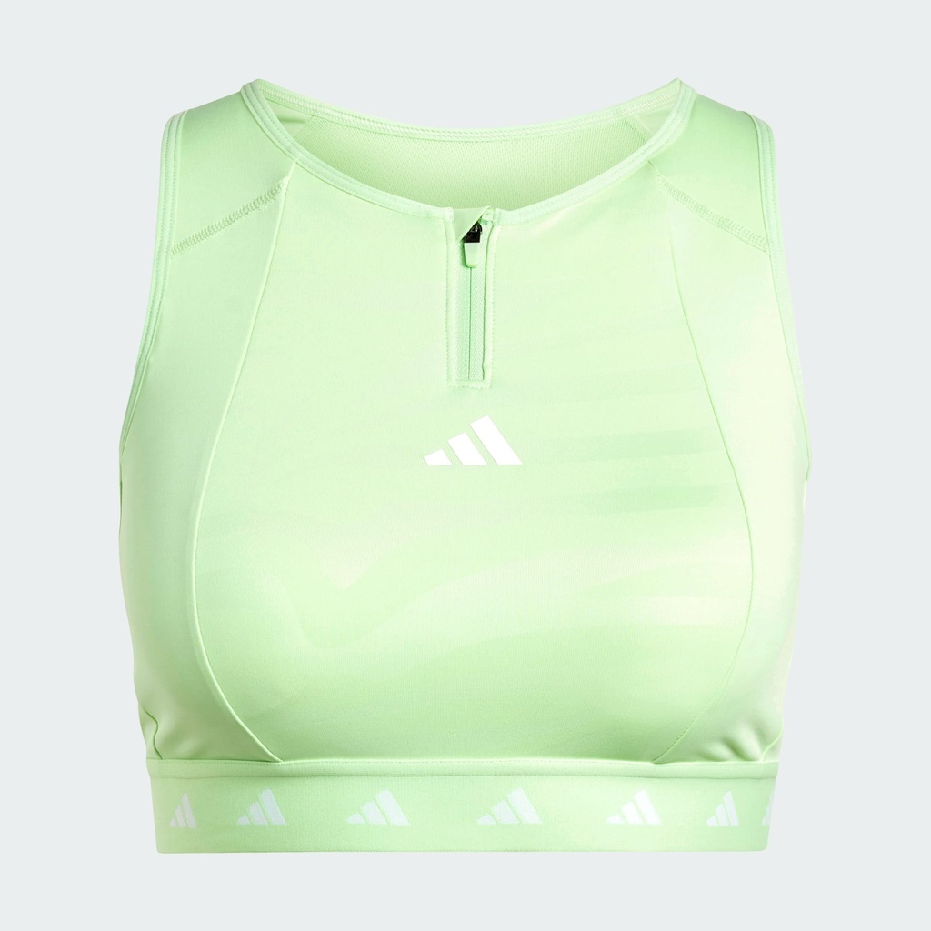 POWERIMPACT TRAINING MEDIUM SUPPORT TECHFIT HIGH NECK ZIP BRA  - Semi Green Spark