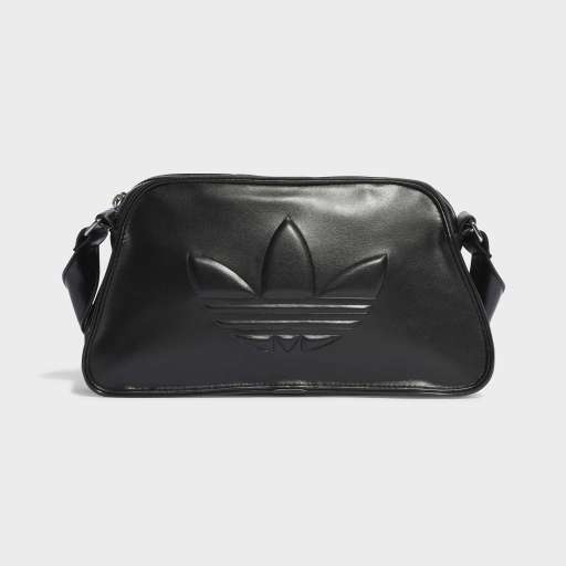 PU EMBOSSED TREFOIL SHOULDERBAG  - Black