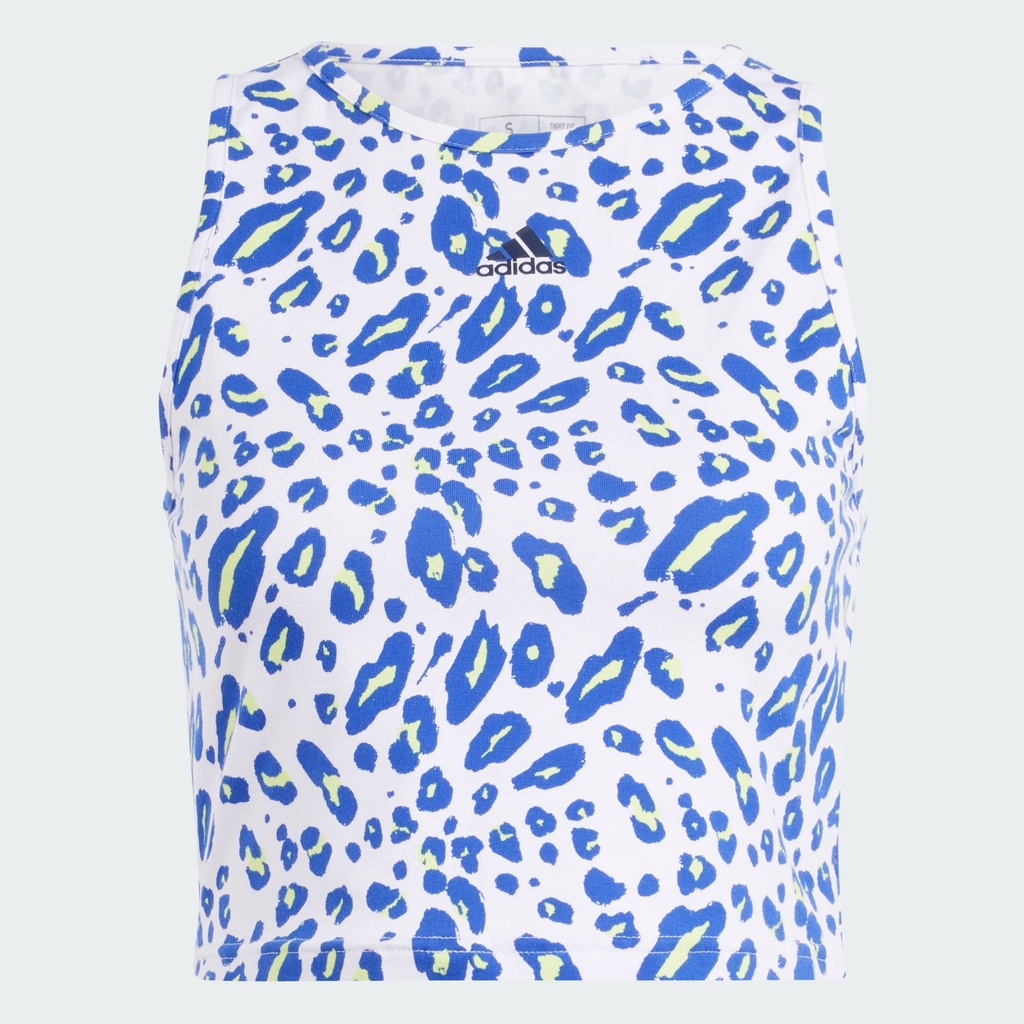 ESSENTIALS ANIMAL PRINT CROPPED TANK - Crystal White