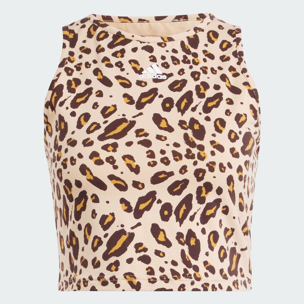 ESSENTIALS ANIMAL PRINT CROPPED TANK - Magic Beige