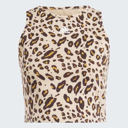 ESSENTIALS ANIMAL PRINT CROPPED TANK - Magic Beige