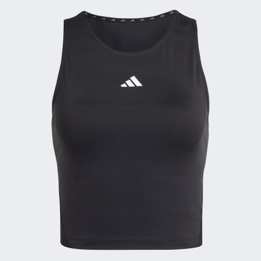 BRANDED MESH CROPPED TANK TOP - Black