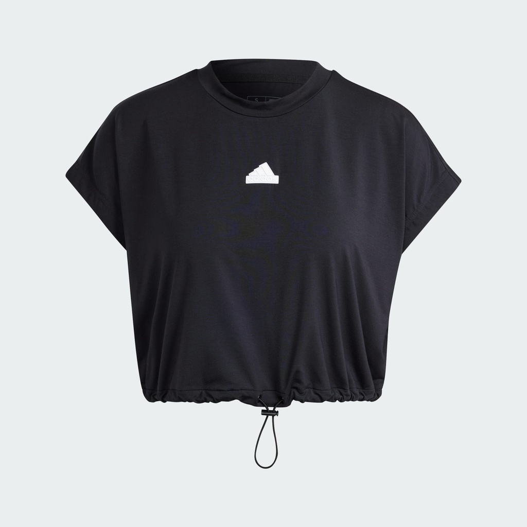 CITY ESCAPE CROPPED T-SHIRT WITH BUNGEE CORD - Black