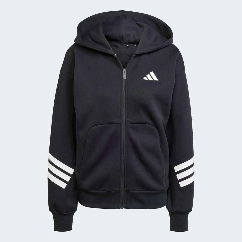 FUTURE ICONS THREE STRIPES FULL ZIP HOODIE - Black