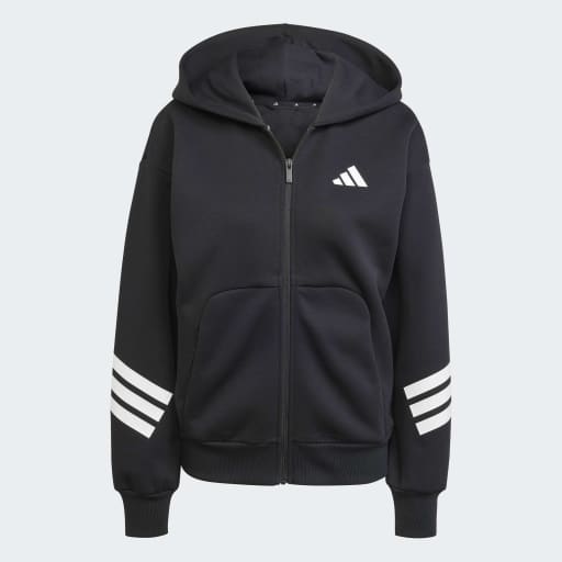 FUTURE ICONS THREE STRIPES FULL ZIP HOODIE - Black