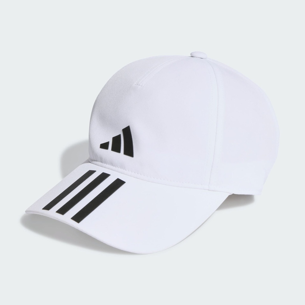 3-STRIPES AEROREADY RUNNING TRAINING BASEBALL CAP - White / Black / Black