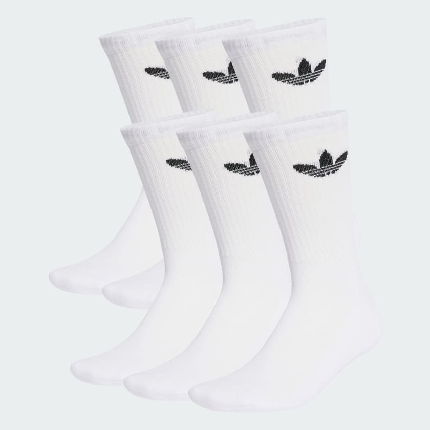 TREFOIL CUSHION CREW SOCKS 3 PAIRS - White