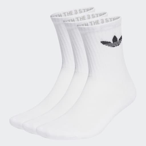 TREFOIL CUSHION CREW SOCKS 3 PAIRS - White