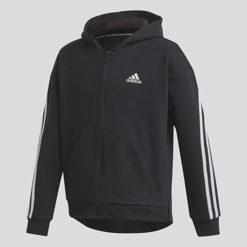 3-STRIPES FULL-ZIP HOODIE - Black / White