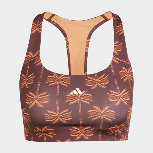 ADIDAS X FARM RIO MEDIUM-SUPPORT BRA - Mystery Brown / Fox Red / Easy Yellow
