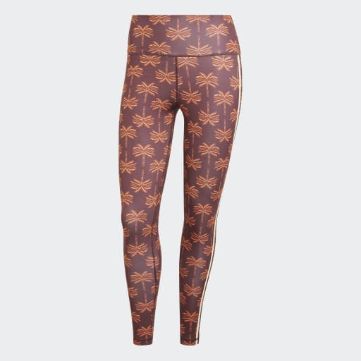 ADIDAS X FARM RIO 7/8 LEGGINGS - Mystery Brown / Fox Red / Easy Yellow