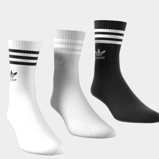 MID CUT CREW SOCKS 3 PAIRS - White / Medium Grey Heather / Black
