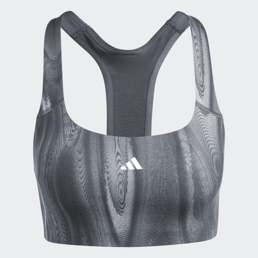 POWERIMPACT TRAINING MEDIUM-SUPPORT 3-STRIPES BRA - Glory Grey / Carbon / Black