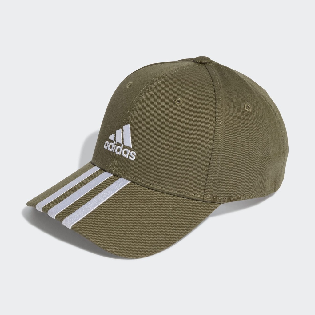 3-STRIPES COTTON TWILL BASEBALL CAP - Olive Strata / White