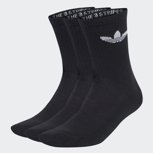 TREFOIL CUSHION CREW SOCKS 3 PAIRS - Black