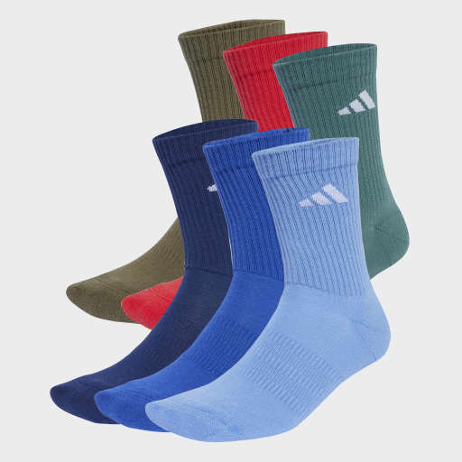CUSHIONED CREW SOCKS 6 PAIRS - Dark Blue / Royal Blue / Olive Strata / Pure Ruby