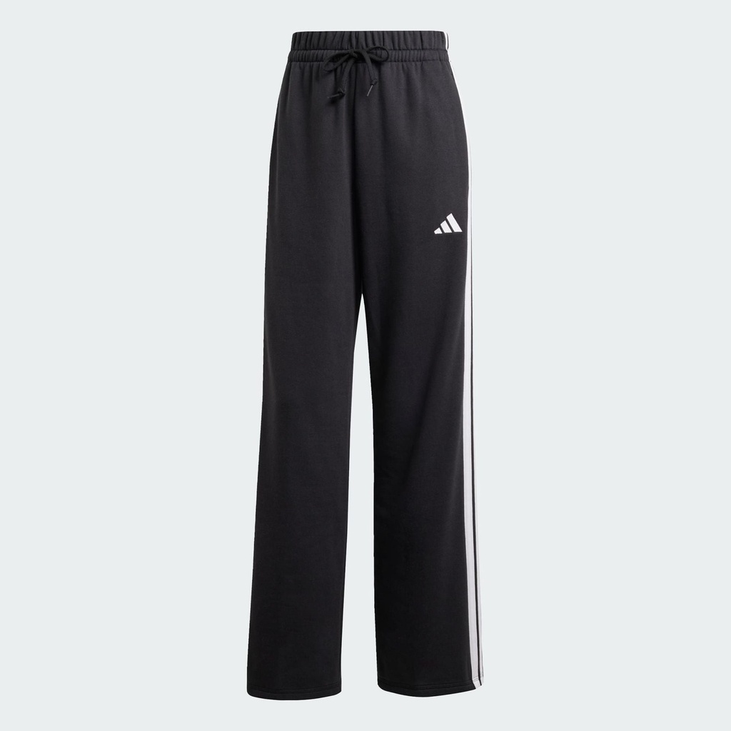 ESSENTIALS 3-STRIPES OPEN HEM FRENCH TERRY JOGGERS - Black / White