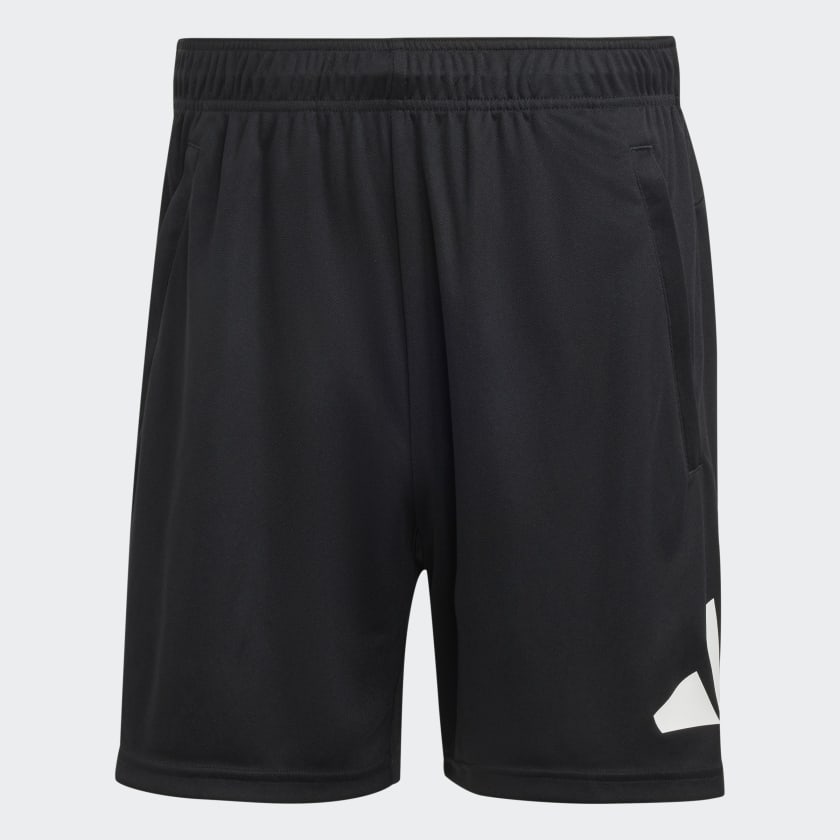 TRAIN ESSENTIALS LOGO TRAINING SHORTS - Black / White