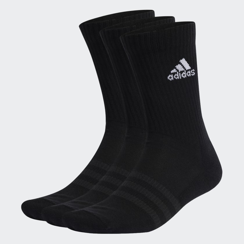 CUSHIONED CREW SOCKS 3 PAIRS - Black / White