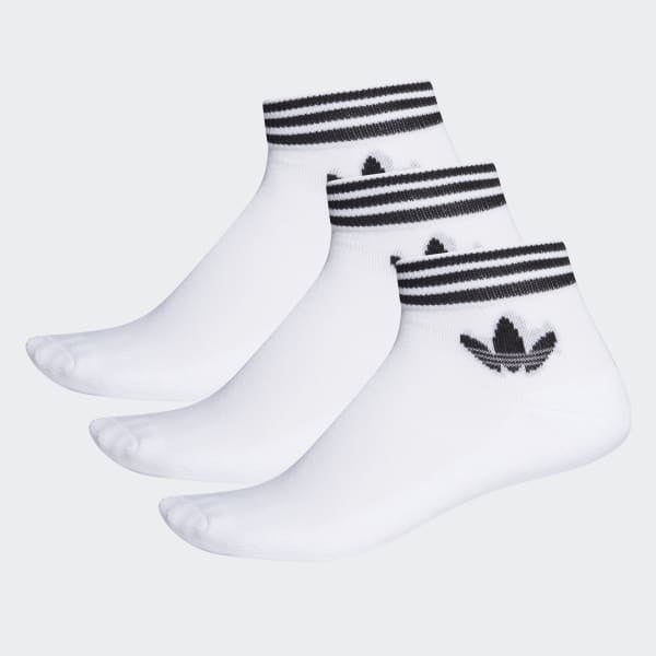 ISLAND CLUB TREFOIL ANKLE SOCKS 3 PAIRS - White / Black