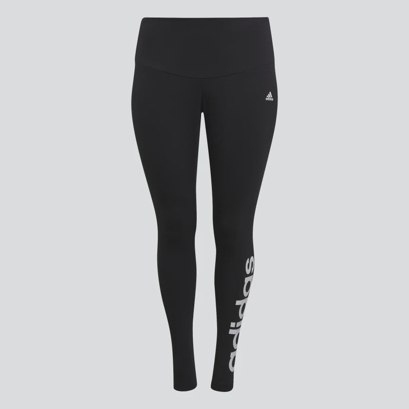 ESSENTIALS HIGH-WAISTED LOGO LEGGINGS (PLUS SIZE) - Black / White
