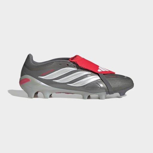 PREDATOR LEAGUE FOLD-OVER TONGUE FIRM GROUND FOOTBALL BOOTS 
 - Iron Metallic / Zero Metalic / Lucid Red
