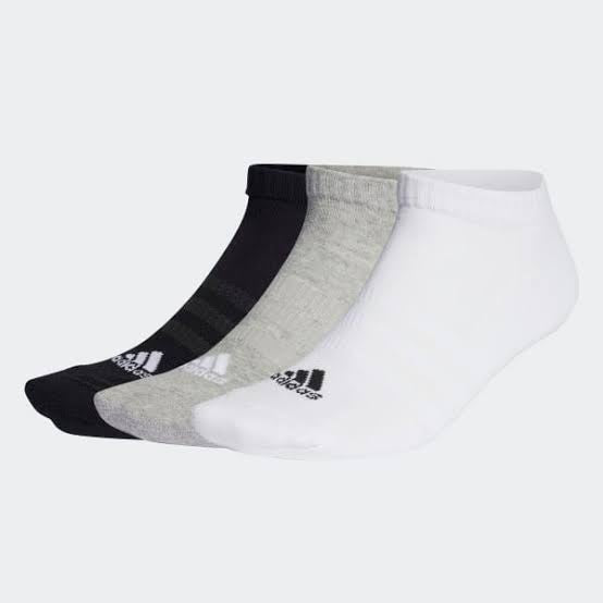 THIN LINEAR LOW-CUT SOCKS 3 PAIRS - Medium Grey Heather / White / Black
