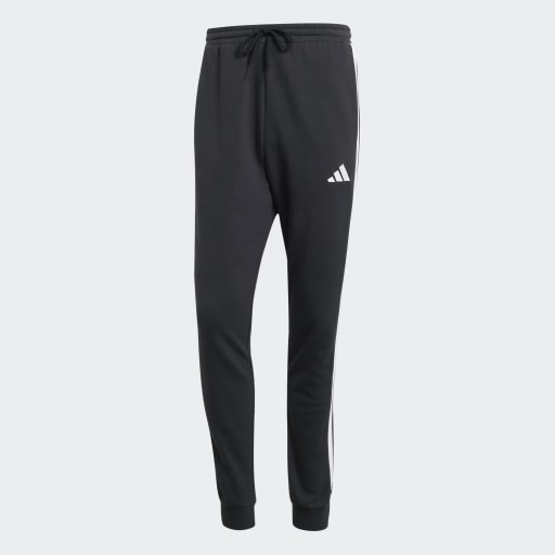 ESSENTIAL 3-STRIPES FRENCH TERRY JOGGERS - Black / White