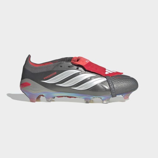PREDATOR ELITE FOLD-OVER TONGUE FIRM GROUND FOOTBALL BOOTS - Iron Metallic / Cloud White / Lucid Red