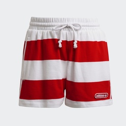 MID WAIST STRIPED SHORTS - Vivid Red / White