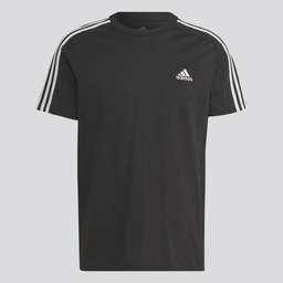 ESSENTIALS SINGLE JERSEY 3-STRIPES T-SHIRT - Black / White