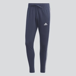 ESSENTIALS SINGLE JERSEY TAPERED OPEN HEM 3-STRIPES JOGGERS - Legend Ink / White
