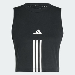 TRAIN ESSENTIALS TRAIN COTTON 3-STRIPES CROP TANK TOP - Black / White