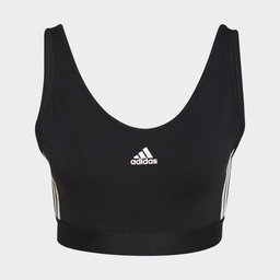 ESSENTIALS 3-STRIPES CROP TOP WITH REMOVABLE PADS - Black / White
