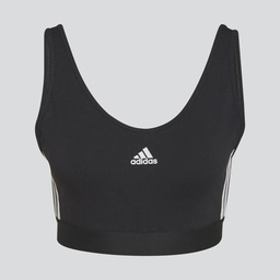 ESSENTIALS 3-STRIPES CROP TOP WITH REMOVABLE PADS - Black / White