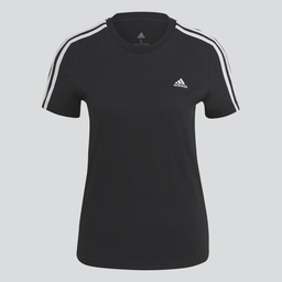 ESSENTIALS SLIM 3-STRIPES T-SHIRT - Black / White