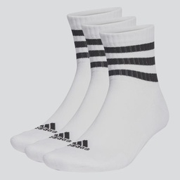 3-STRIPES CUSHIONED SPORTSWEAR MID-CUT SOCKS 3 PAIRS - White / Black