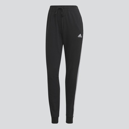 ESSENTIALS SINGLE JERSEY 3-STRIPES JOGGERS - Black / White