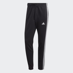 ESSENTIALS FRENCH TERRY TAPERED ELASTIC CUFF 3-STRIPES JOGGERS - Black / White