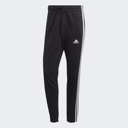 ESSENTIALS FRENCH TERRY TAPERED ELASTIC CUFF 3-STRIPES JOGGERS - Black / White