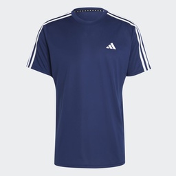 TRAIN ESSENTIALS 3-STRIPES TRAINING T-SHIRT - Dark Blue / White