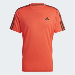 TRAIN ESSENTIALS 3-STRIPES TRAINING T-SHIRT - Bright Red / Black