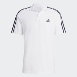 ESSENTIALS PIQUÉ EMBROIDERED SMALL LOGO 3-STRIPES POLO SHIRT - White / Black