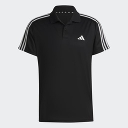 TRAIN ESSENTIALS PIQUÉ 3-STRIPES TRAINING POLO SHIRT - Black / White