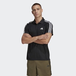 TRAIN ESSENTIALS PIQUÉ 3-STRIPES TRAINING POLO SHIRT - Black / White