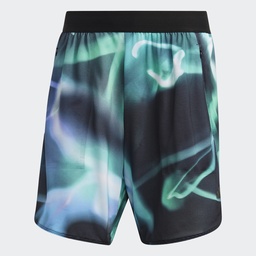 DESIGNED FOR TRAINING HEAT.RDY HIIT ALLOVER PRINT TRAINING SHORTS - Blue Dawn / Pulse Mint