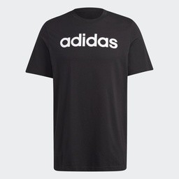 ESSENTIALS SINGLE JERSEY LINEAR EMBROIDERED LOGO T-SHIRT - Black