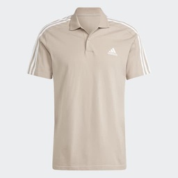 ESSENTIALS PIQUÉ EMBROIDERED SMALL LOGO 3-STRIPES POLO SHIRT - Wonder Taupe / White